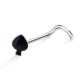 Black Spade Silver Curved Nose Stud NSKB-355CL